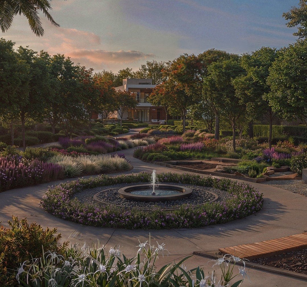 Landscaped garden scene