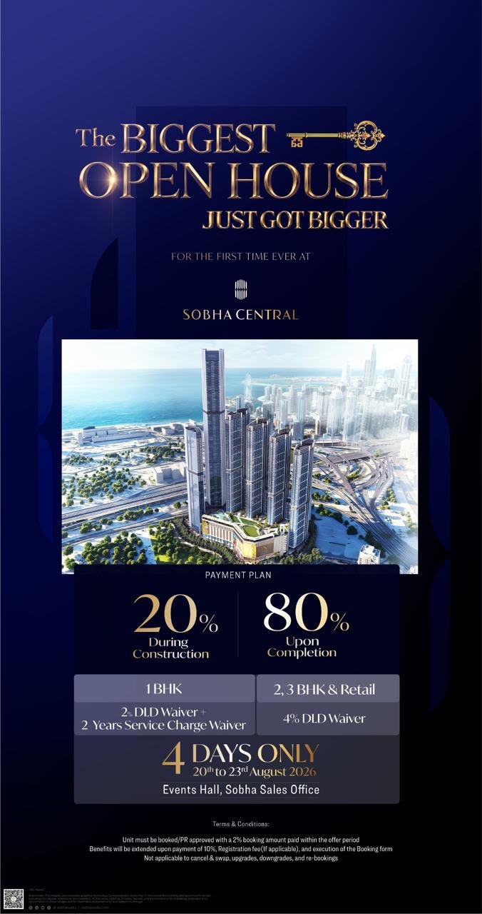 Sobha open house event creative with 20 / 80 payment plan and event dates